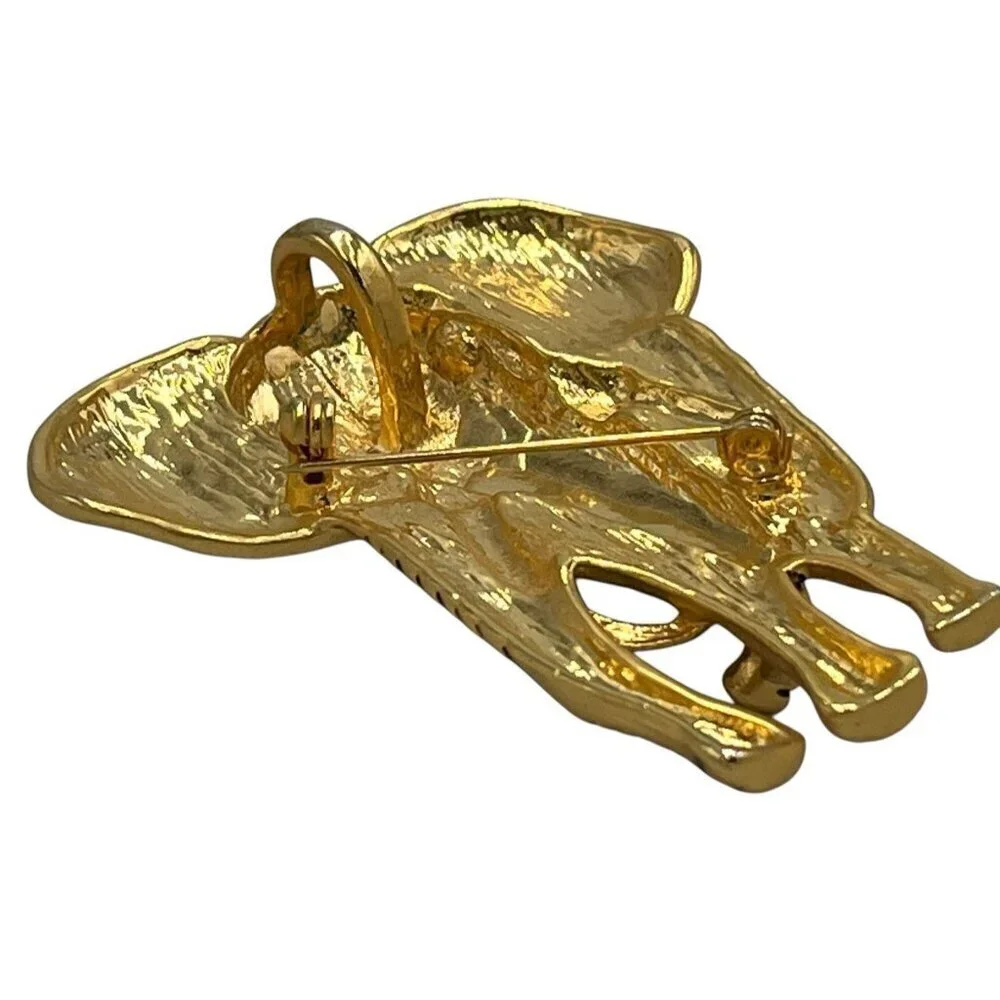 Elephant Gold Tone Figural Brooch Pin Pendant Wild African Safari Zoo Animal - Picture 5 of 5
